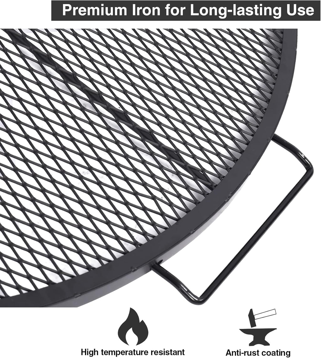 Black 30 Inch Heavy Duty Folding Round BBQ Grill Grate Z575