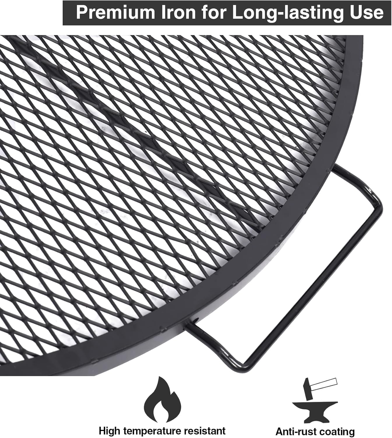 Black 30 Inch Heavy Duty Folding Round BBQ Grill Grate Z575