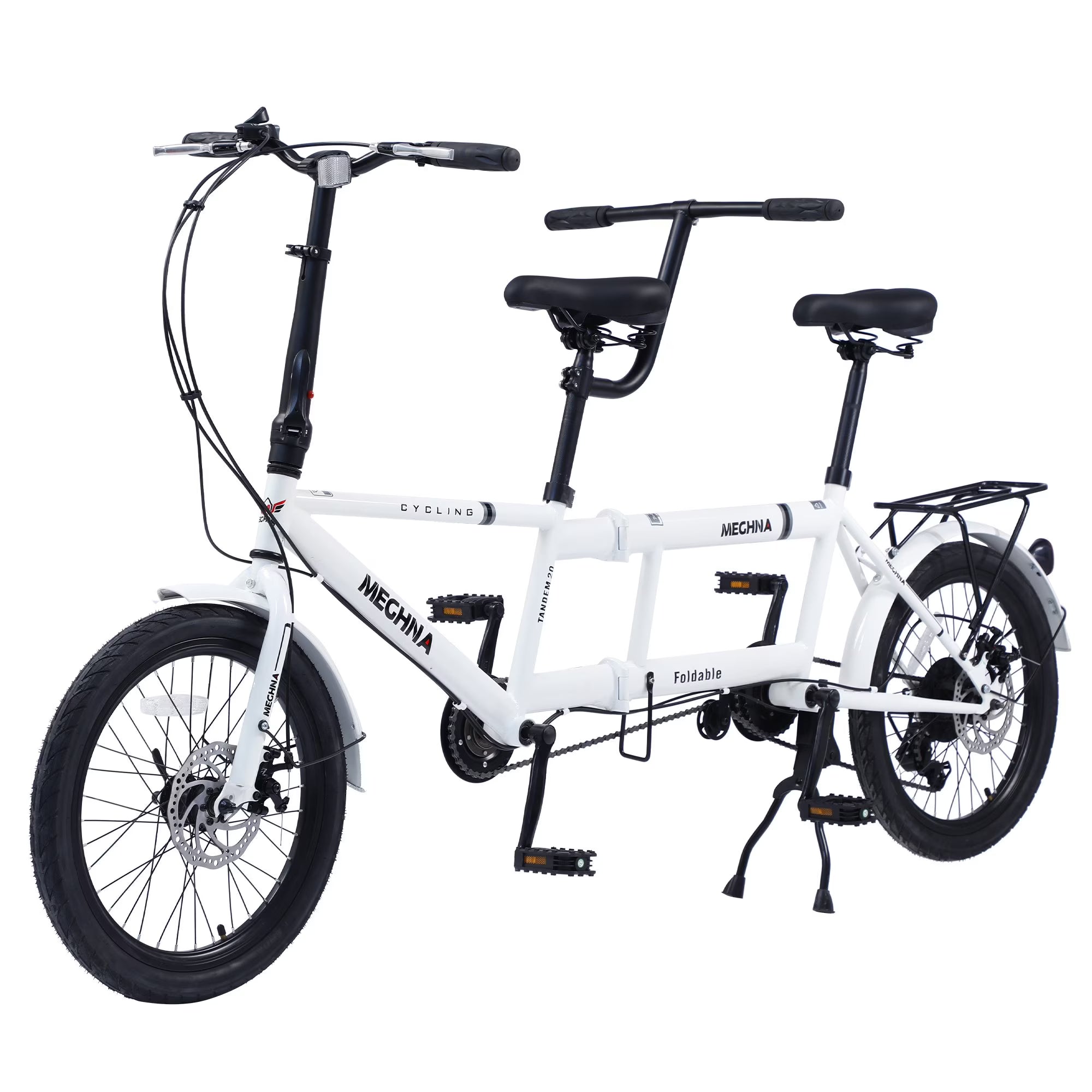 White Folding Tandem Bike 20 inches Wheels 7 speed Q791