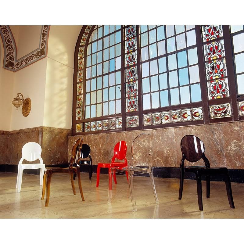 Transparent Pink Polycarbonate Dining Chair, Set of 2 V5696