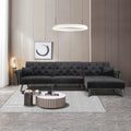 Convertible Sectional Sofa L Shape Couch Sleeper Bed Black Velvet with Wood Legs F4326