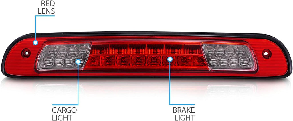 Red/Clear LED High Mount Stop Cargo 3rd Brake Lights Pack of 2 J3796