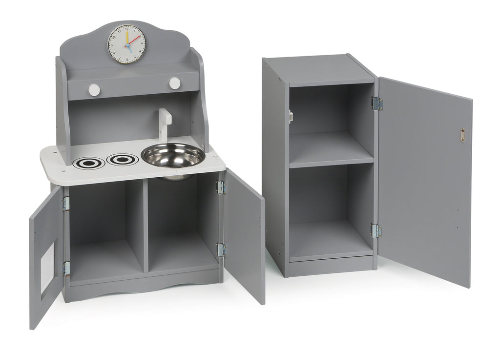 18 inch Doll Kitchen Furniture Set Gray White K643926