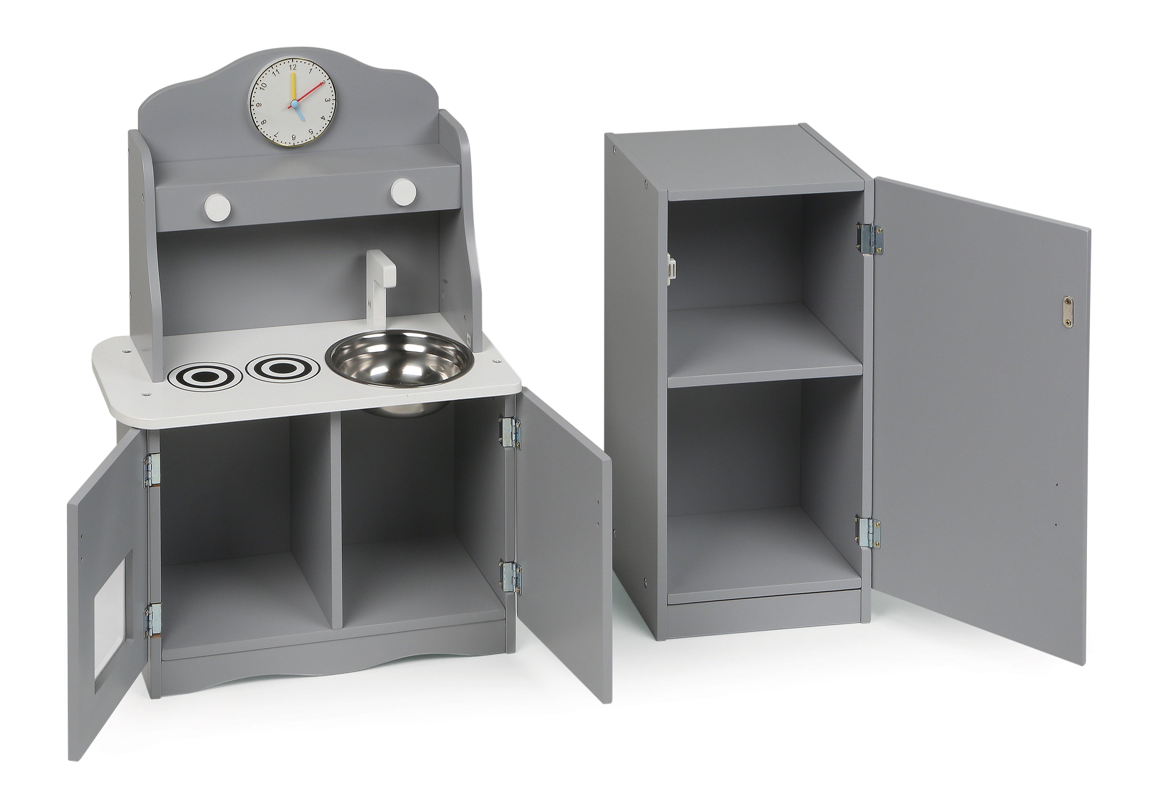 18 inch Doll Kitchen Furniture Set Gray White K643926