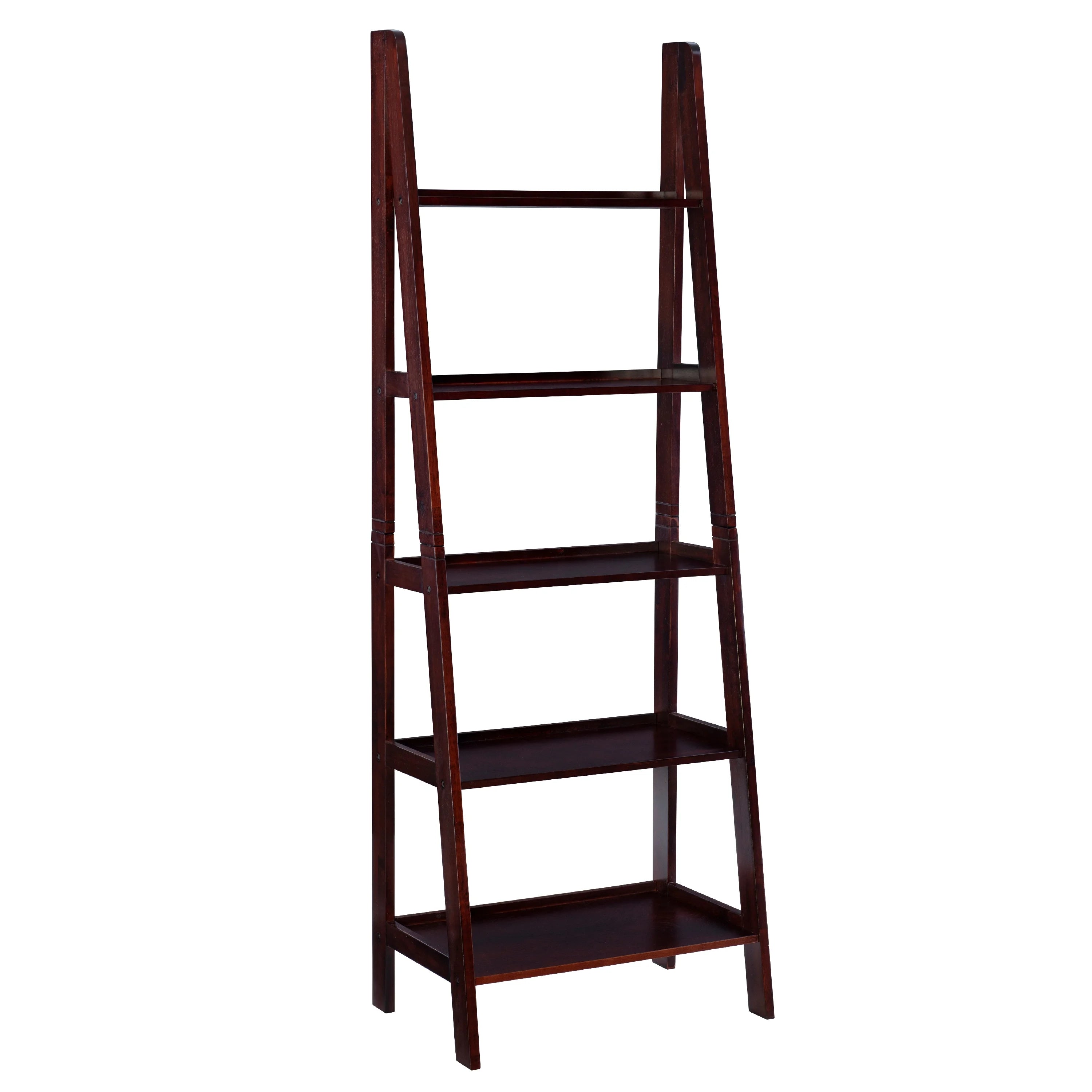 5-Shelf Ladder Bookcase, 72" Height, Espresso Finish N402