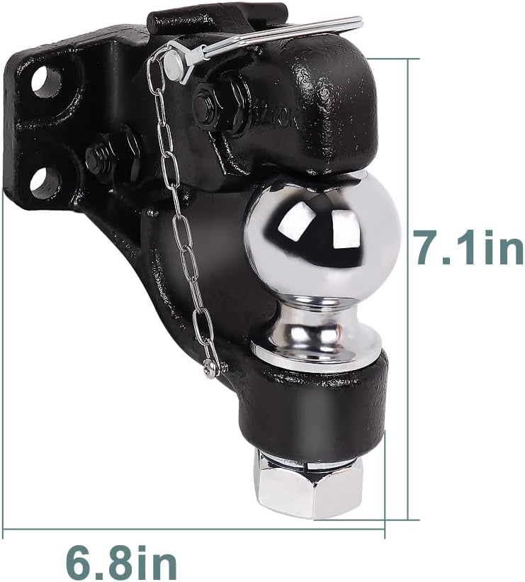 Pintle Hook Trailer Hitches with 2-5/16 Inch Ball, 16000 lbs, Black Powder Coat, Pack of 2 P119
