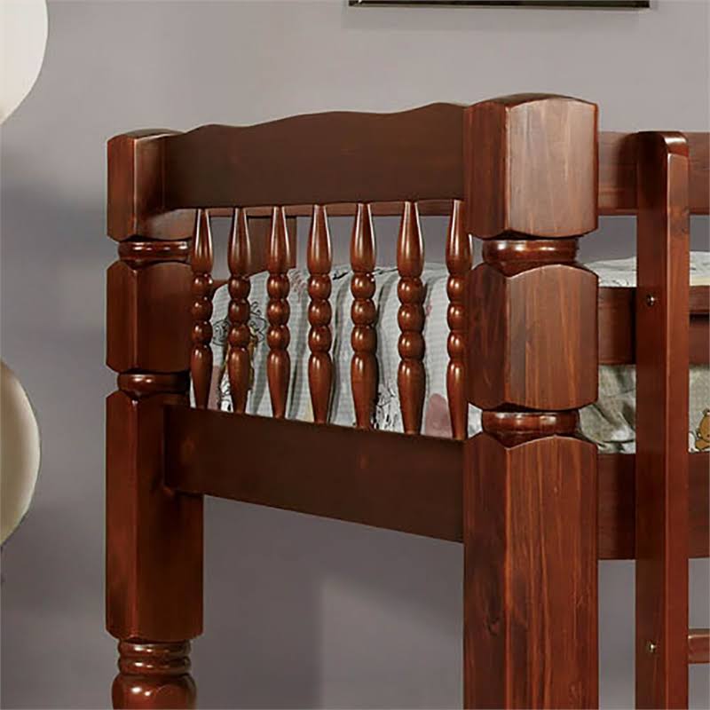 Twin Over Twin Wood Bunk Bed in Cherry Q948