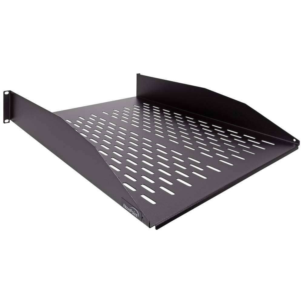 2U 19-inch Vented Rack Mount Cantilever Fixed Server Cabinet Shelf 22-inches Deep Black M105972