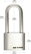 Stainless Steel Keyed Alike Padlocks, 1-9/16 inch Wide Body, Long Shackle, Pack of 2 L46664