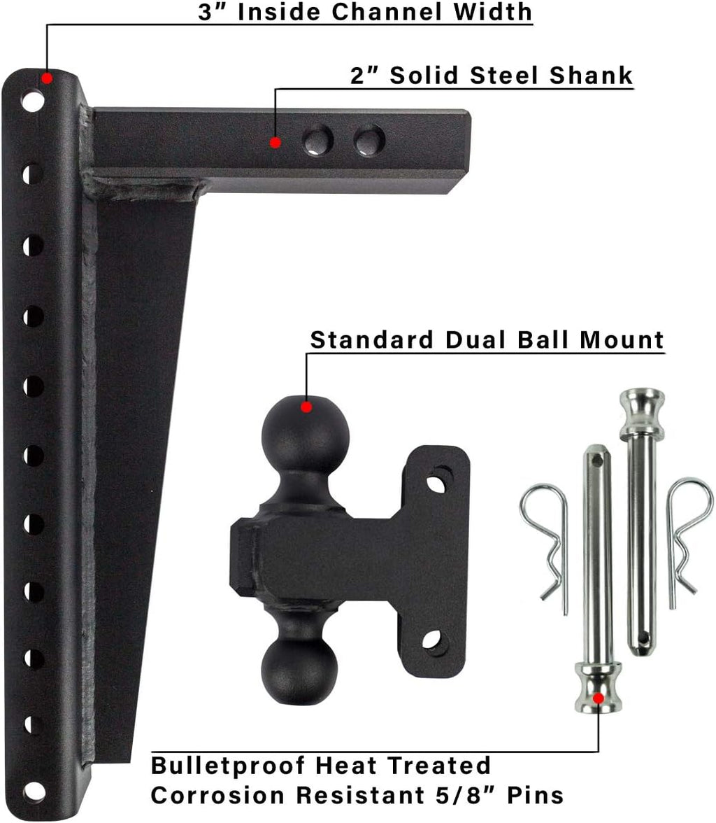 2.0" Adjustable Heavy Duty Trailer Hitch with Dual Ball O758
