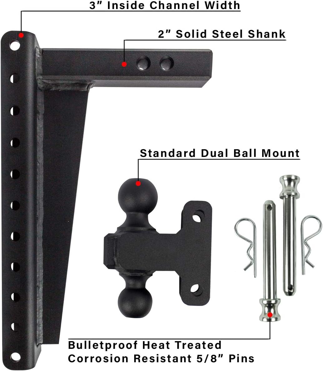 2.0" Adjustable Heavy Duty Trailer Hitch with Dual Ball O758