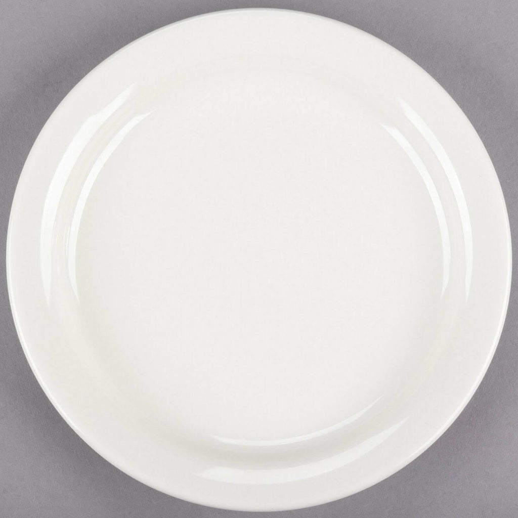 Narrow Rim 6-1/2-Inch White Stoneware Plate, Box of 36 O584
