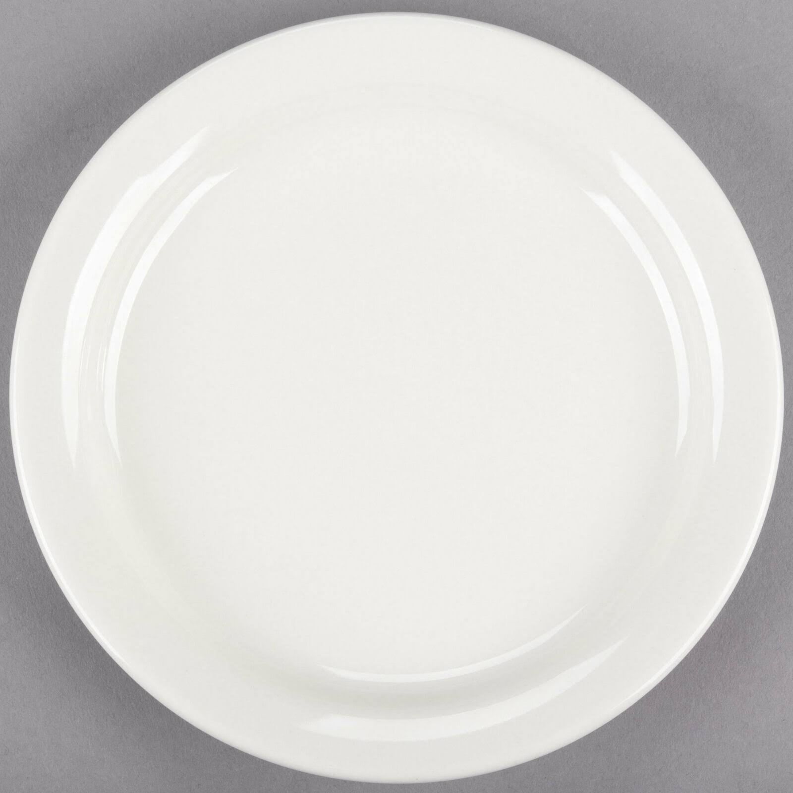 Narrow Rim 6-1/2-Inch White Stoneware Plate, Box of 36 O584