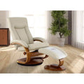Beige Faux Leather Manual Swivel Recliner with Ottoman F795