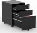 Black 3-Drawer Mobile File Cabinet with Lock X13790