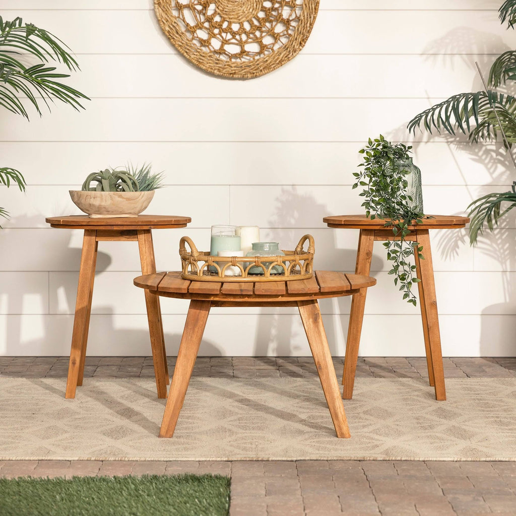 3-Piece Round Acacia Patio Table Set B455417