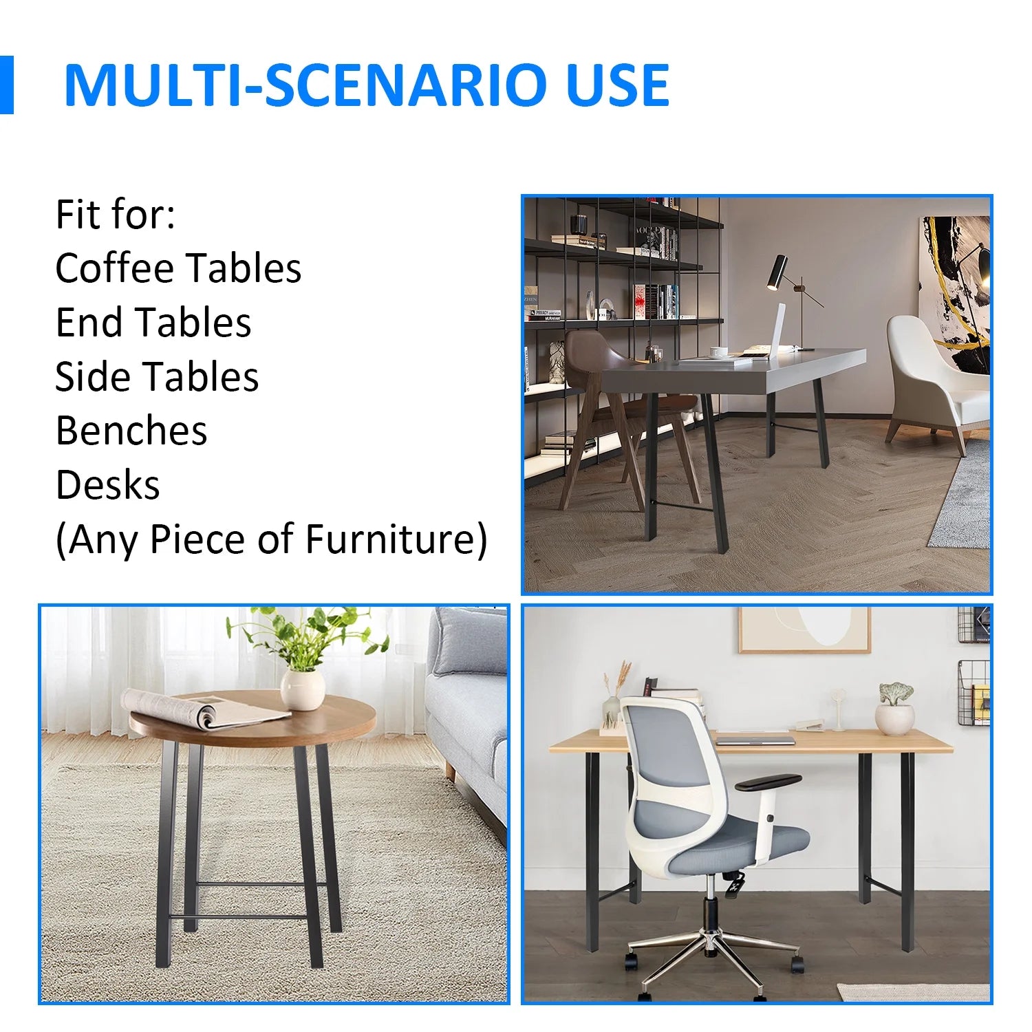 28"H×20"W Metal Table Legs Set of 2 Black H180383