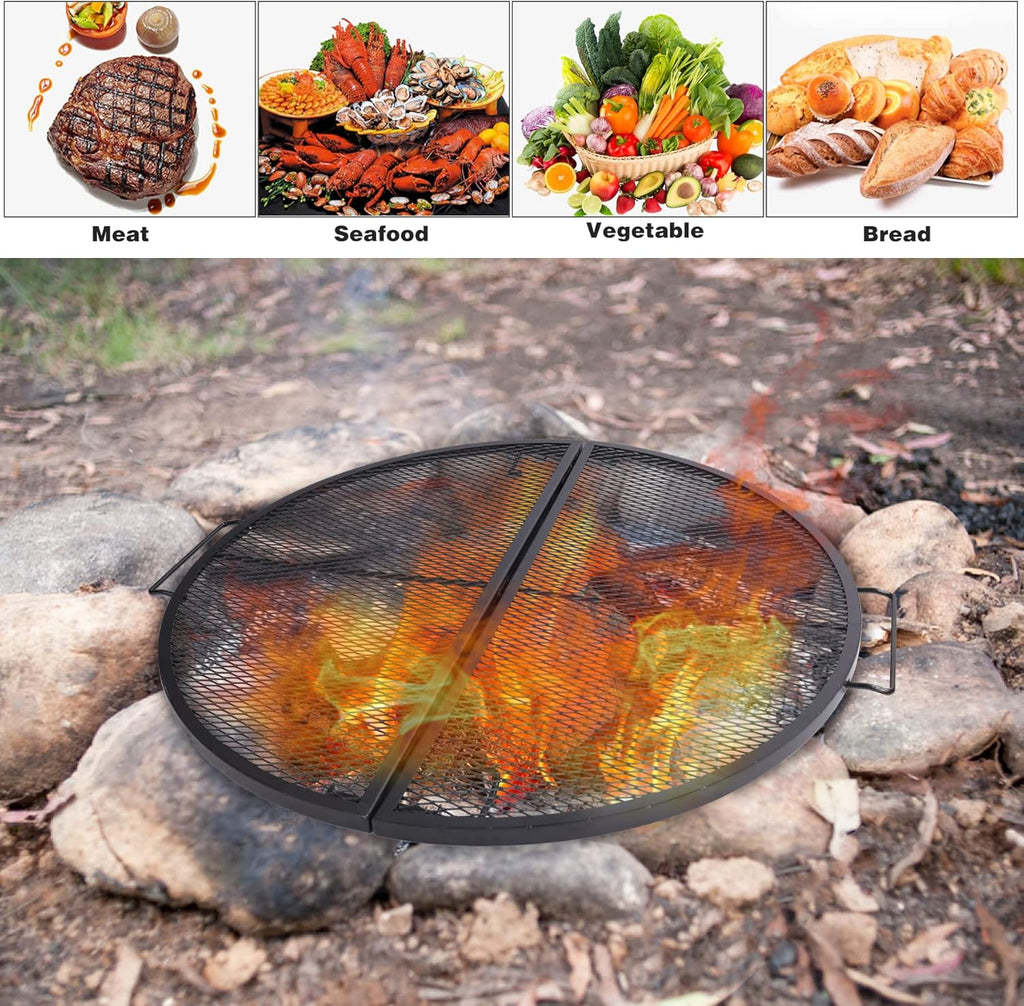 Black 30 Inch Heavy Duty Folding Round BBQ Grill Grate Z575