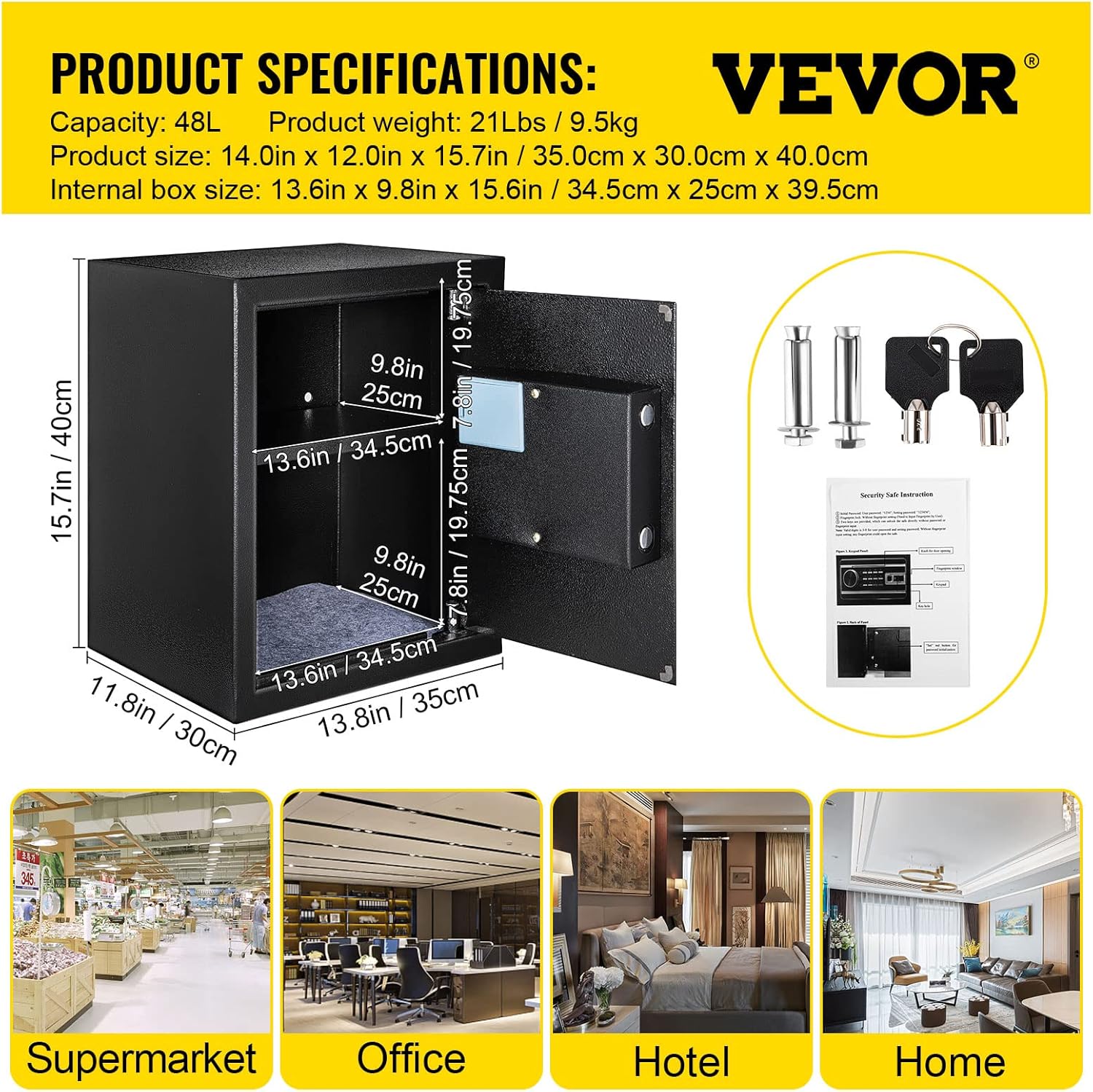1.7 Cubic Feet Electronic Security Safe with Fingerprint Lock X227
