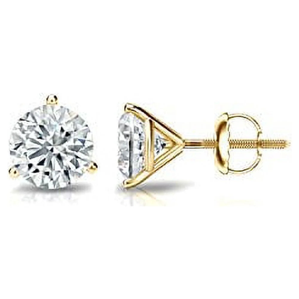 14k Yellow Gold Lab Grown Diamond Stud Earrings (1/4 cttw, E-F, VS1-VS2) Screw-backs R333