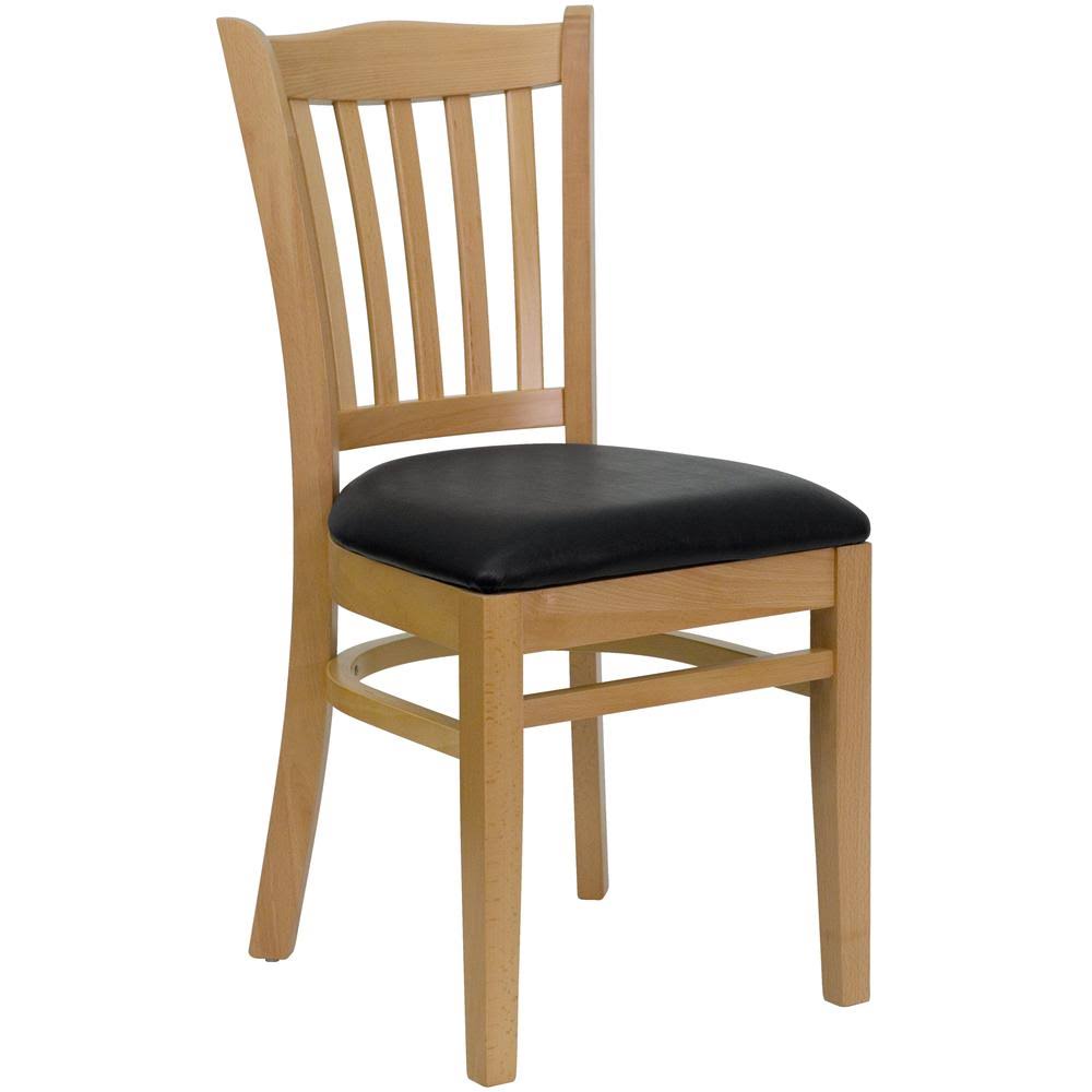 Black Vinyl Seat Natural Wood Restaurant Chair P885