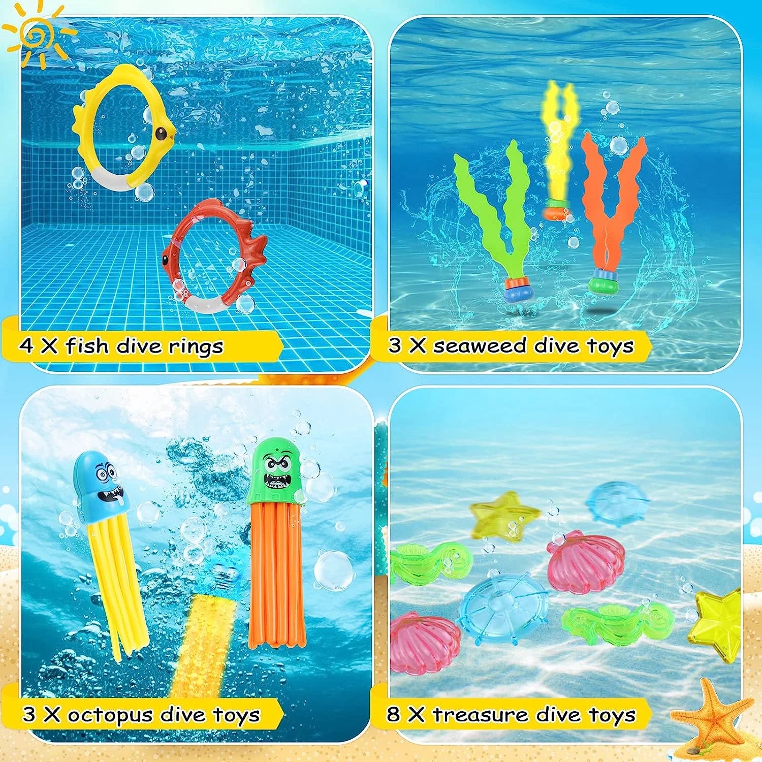 31 Pcs Pool Diving Toys Set with Storage Bag A56824