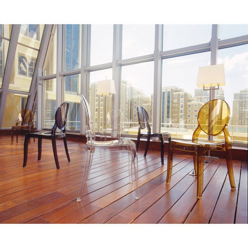 Transparent Pink Polycarbonate Dining Chair, Set of 2 V5696