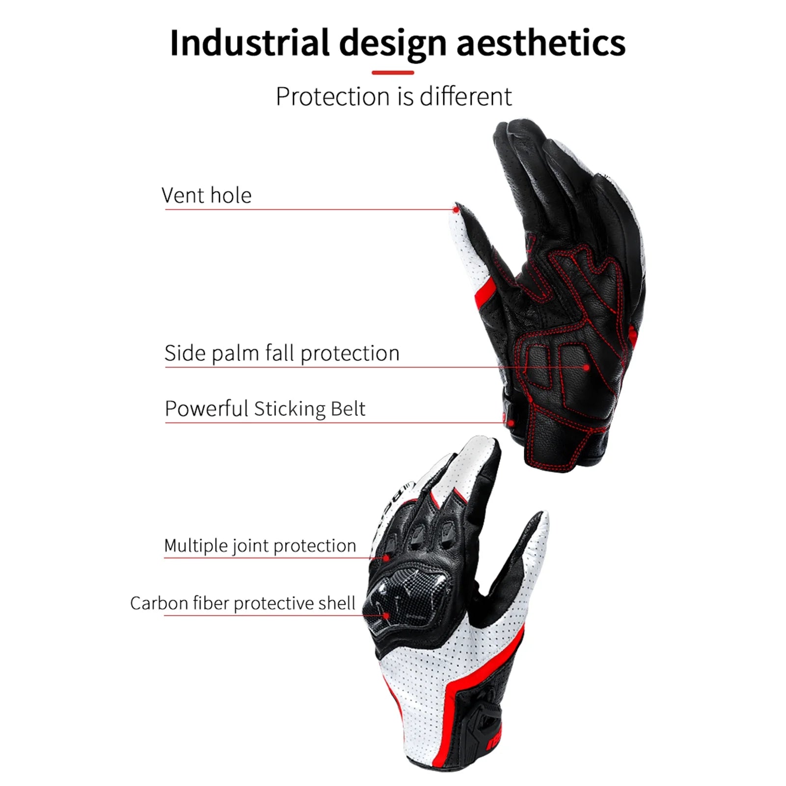 Motorcycle Gloves with Carbon Fiber Protective Hard Knuckles U6274