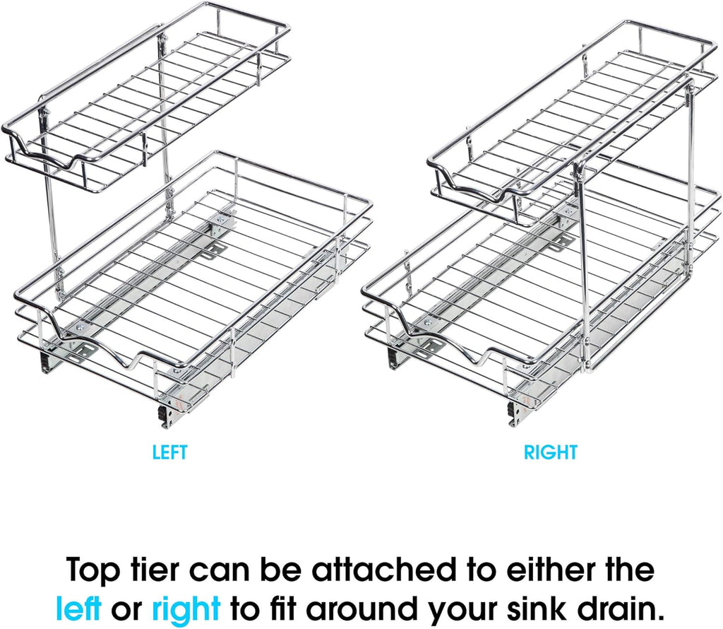 Under Sink Pull-Out Sliding Shelf Organizer, Chrome W2600