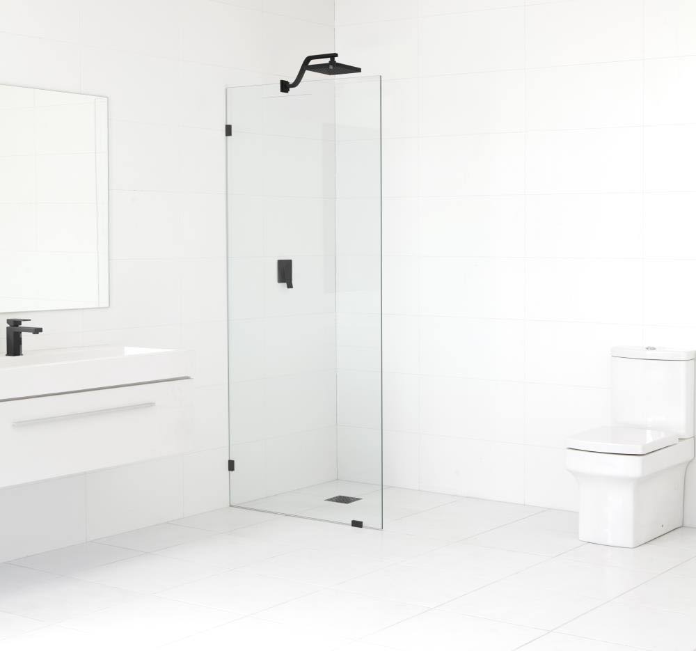 Frameless Shower Door Single Fixed Panel Matte Black S397091