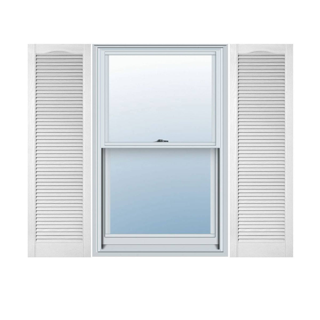 12 inch x 63 inch Vinyl Louver Shutters with Shutter-Loks, Bright White F783179