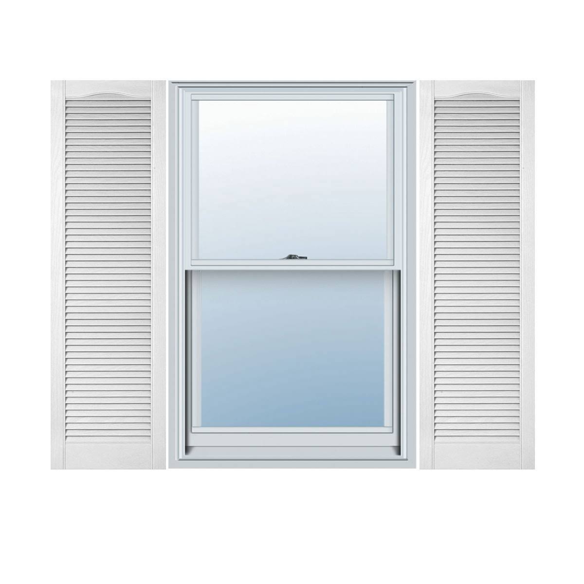 12 inch x 63 inch Vinyl Louver Shutters with Shutter-Loks, Bright White F783179