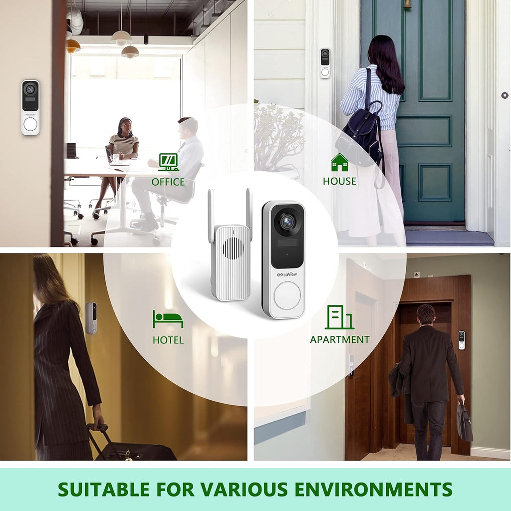 Wireless 2K Doorbell Camera with Base Station, Night Vision, Two-Way Audio T85720