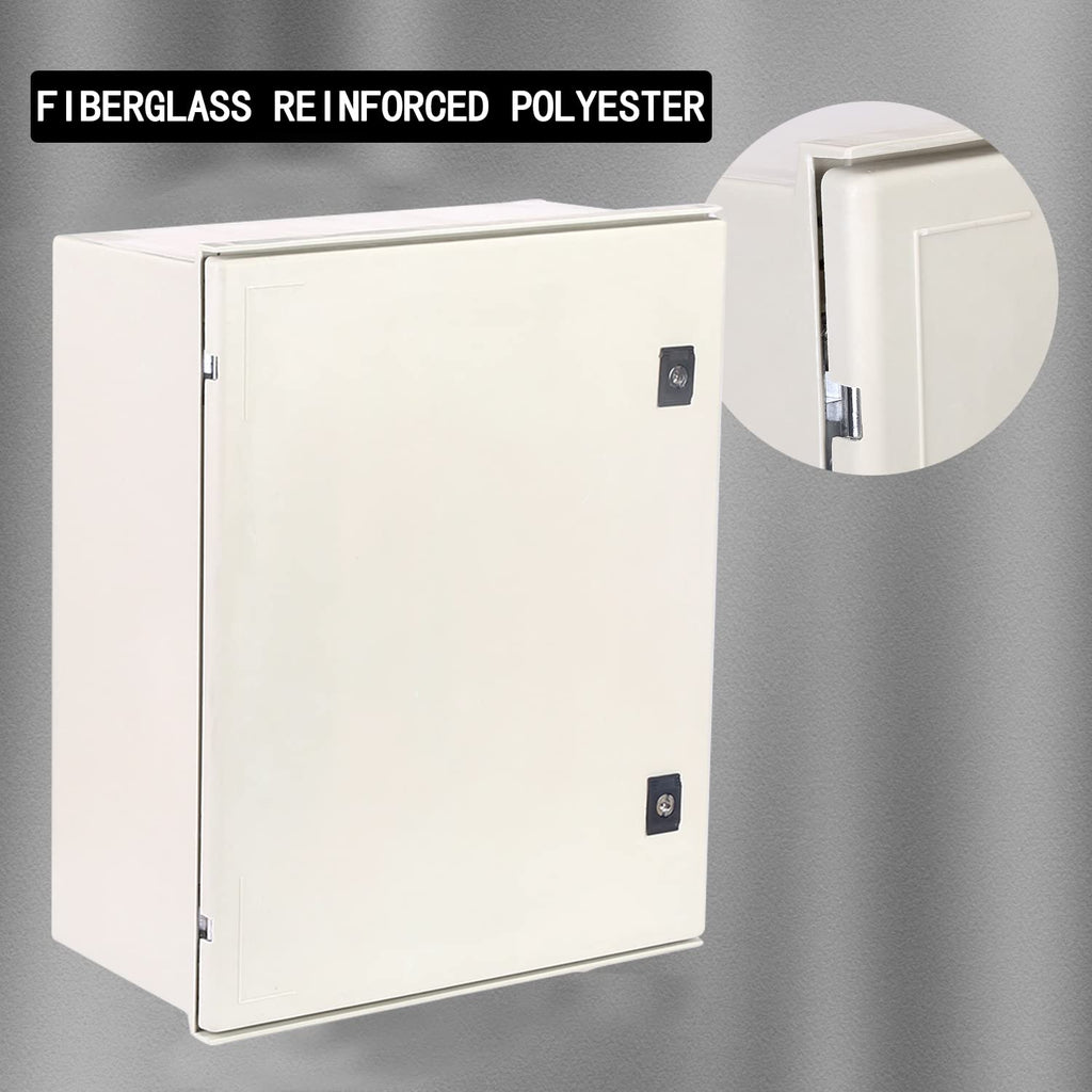 Fiberglass IP65 Wall-Mounted Electrical Enclosure with Hinges & Quarter-Turn Latches U24405
