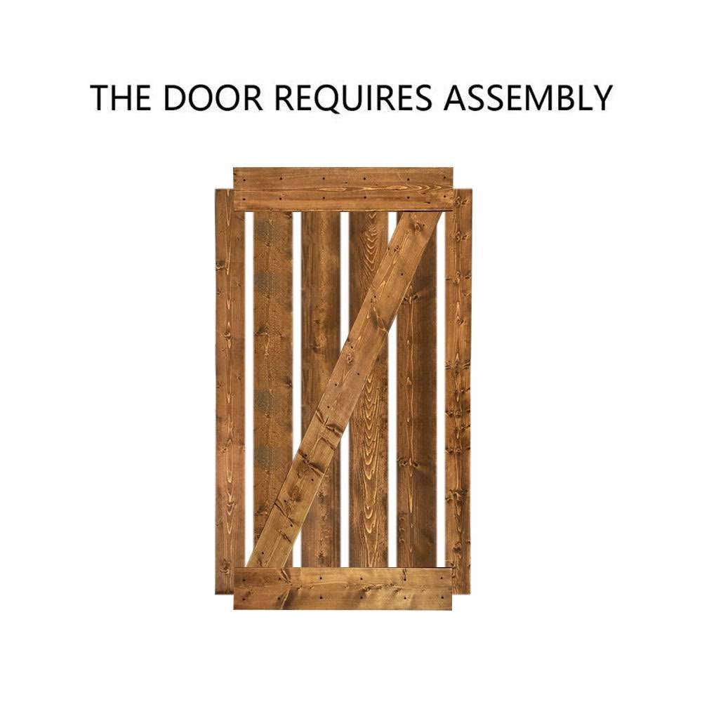 24 in. x 84 in. Weather Gray Stained Solid Knotty Pine Wood Interior Sliding Barn Door with Sliding Hardware Kit Q346359