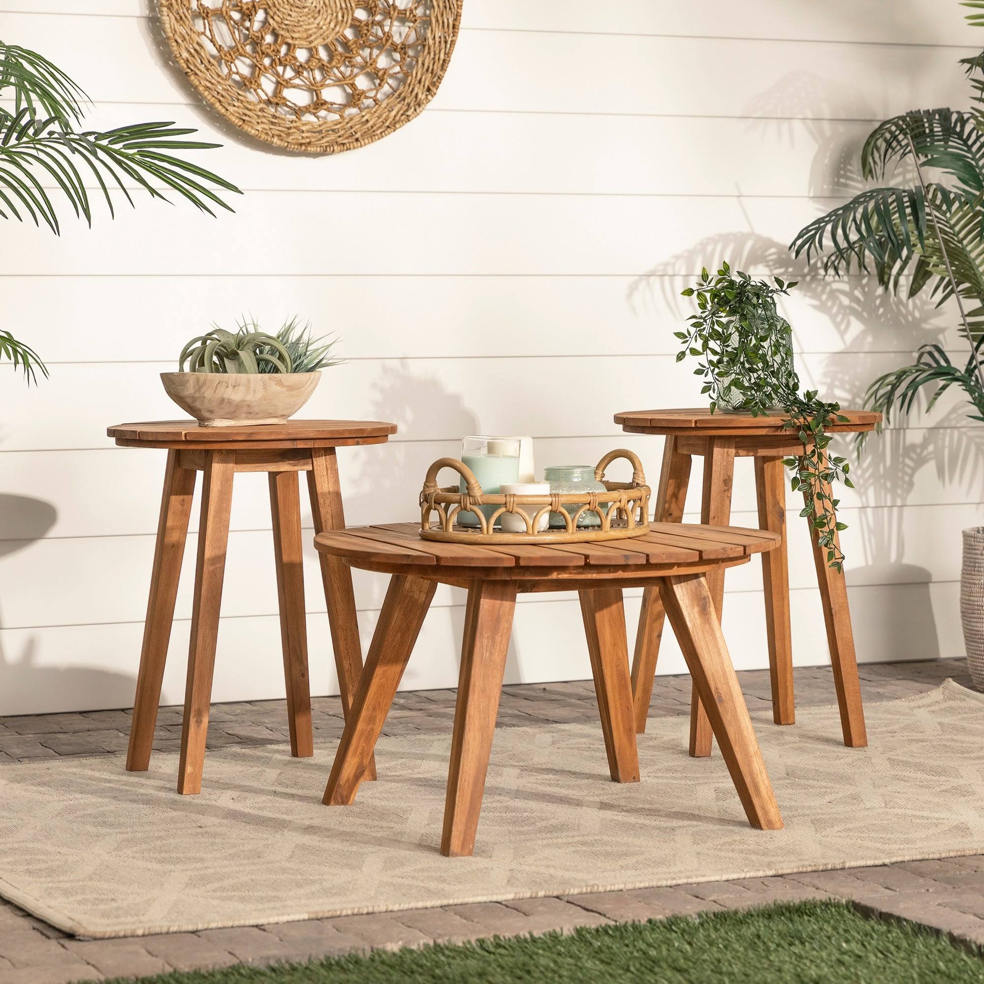 3-Piece Round Acacia Patio Table Set B455417