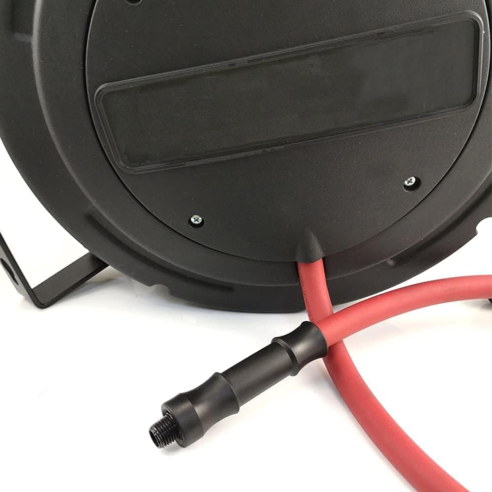 3/8 inch x 50 ft Enclosed Retractable Air Compressor Hose Reel with 3 ft Lead-in Hybrid Hose I27402