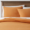 3PC California King Cotton Linen Duvet & Sham Set Mustard B897