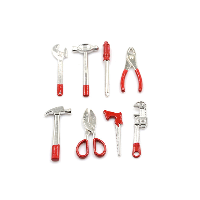 8pcs 1:12 Scale Miniature Metal Hand Tools Set C32392