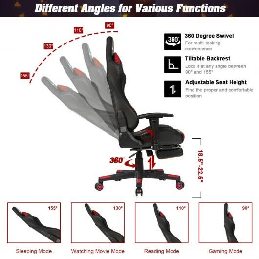 Red Massage Gaming Chair with RGB LED Lights S675