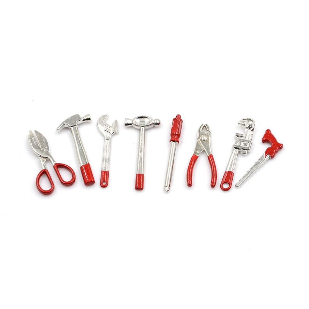 8pcs 1:12 Scale Miniature Metal Hand Tools Set C32392