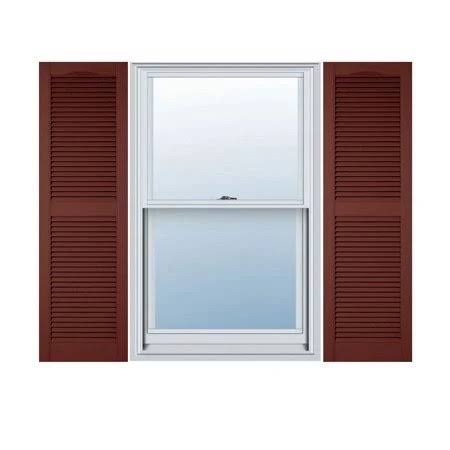 14 1/2 inchw x 64 inchh Vinyl Cathedral Top Center Mullion Open Louver Shutter A30173