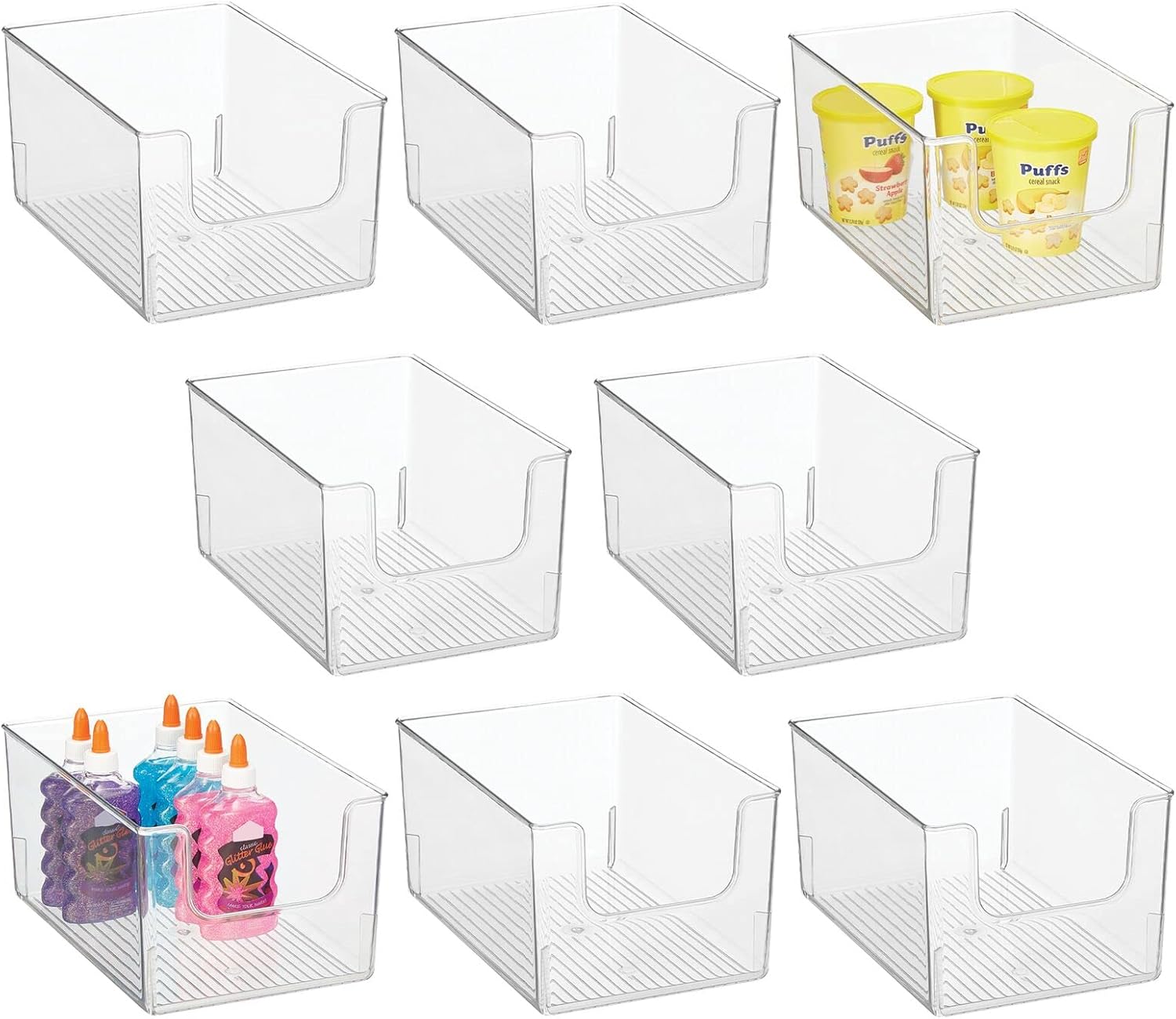 Clear Stackable Plastic Open Front Storage Organizer Bin Basket, 8 Pack H904979