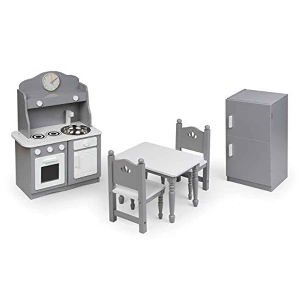 18 inch Doll Kitchen Furniture Set Gray White K643926