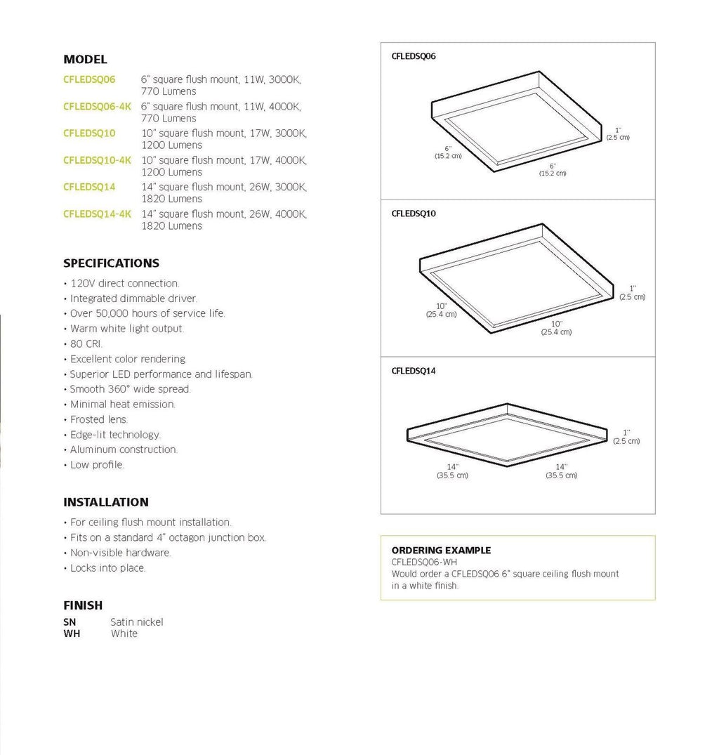 Satin Nickel LED Square Flush Mount Z584092