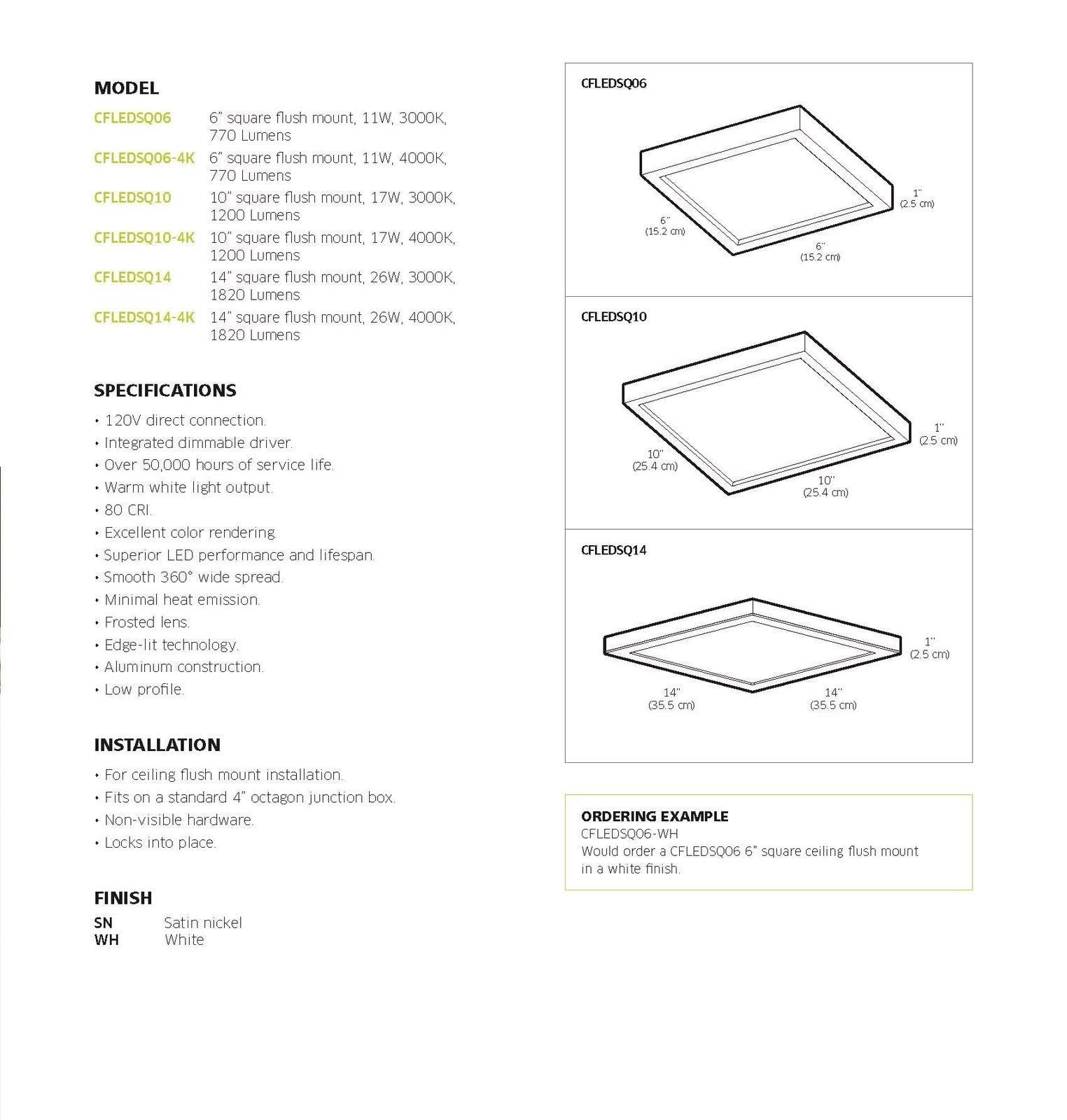 Satin Nickel LED Square Flush Mount Z584092