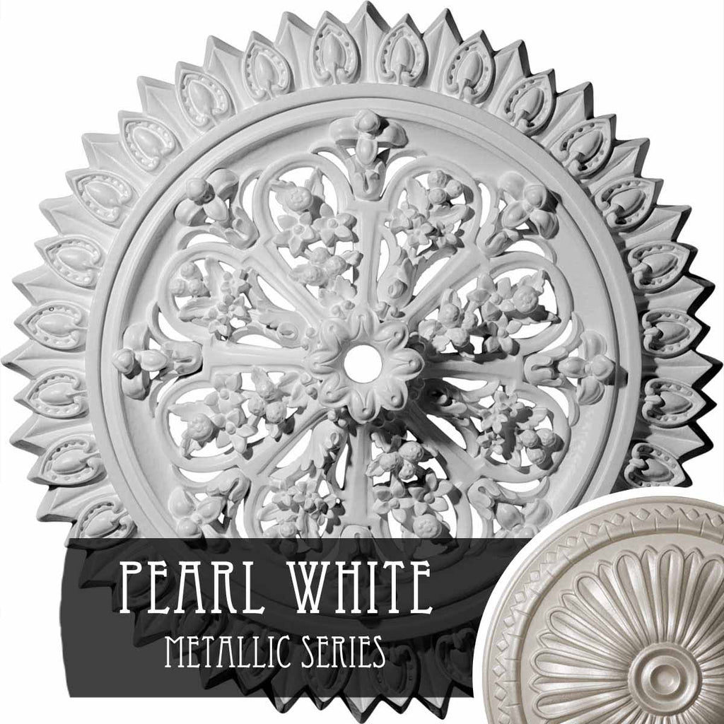 Pearl White Hand-Painted Ceiling Medallion D59502