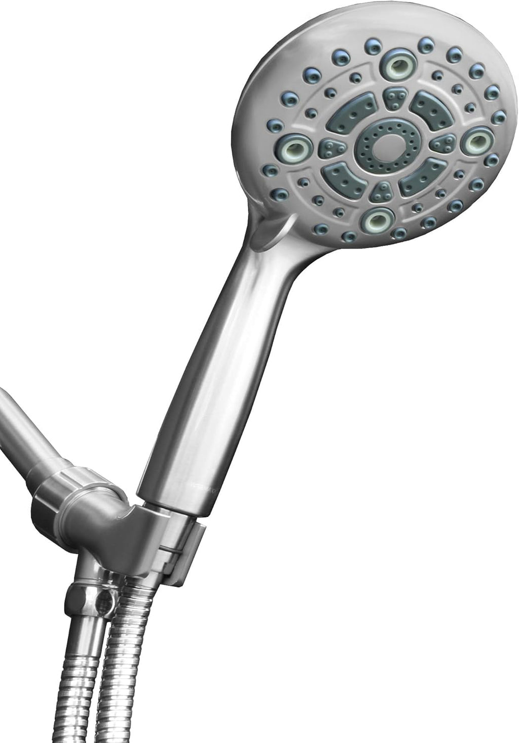 6 Spray Settings 5 inch Hand Held Shower Head, Stainless Steel Hose, Brushed Nickel Finish, Pack of 2 K445