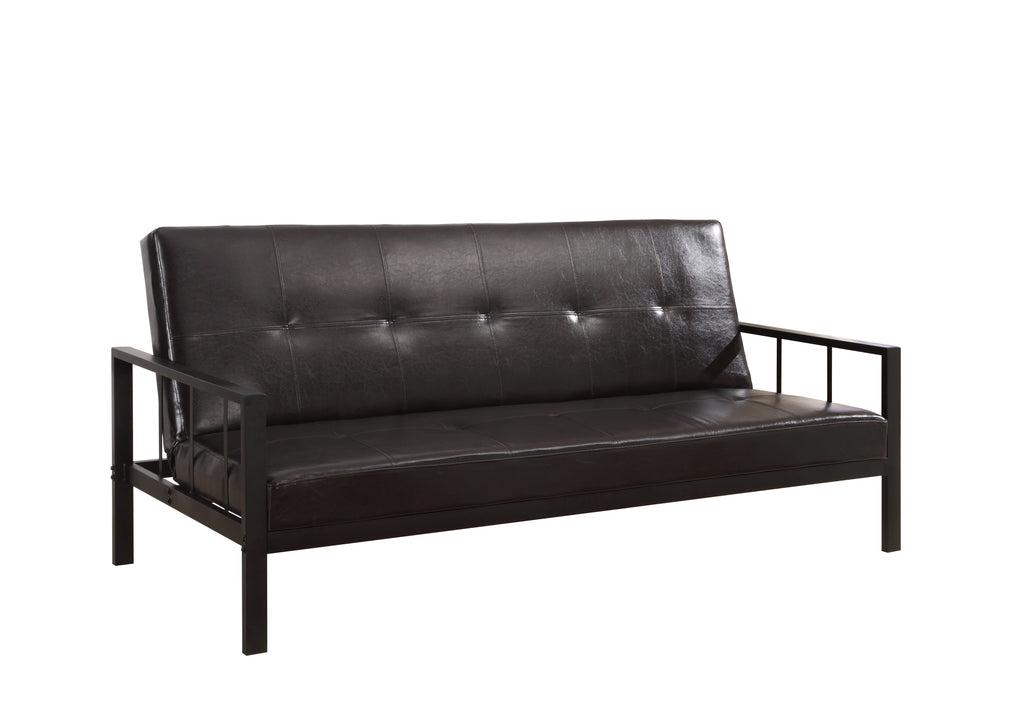 Black Faux Leather Klik Klak Sofa Futon K341
