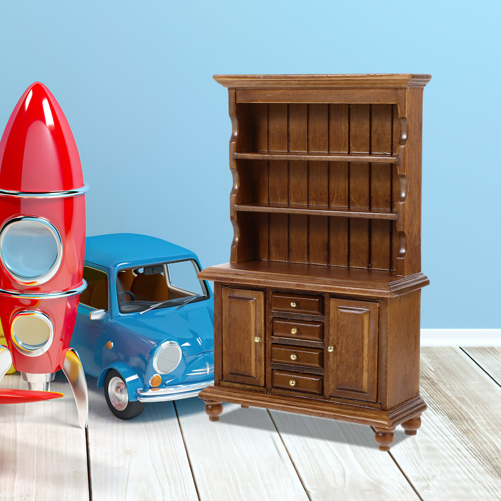Walnut Color Wood Bookshelf Doll House Miniature B822